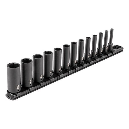 Tekton Impact Socket Set, Steel, 13 Pieces SID90101