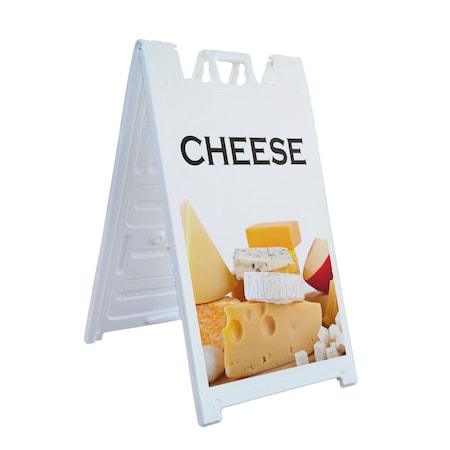 Signmission Cheese, A-Frame & 2 Decals Installed, Heavy-Duty Plastic Frame SBHD-D-2436-Cheese