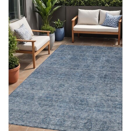 Homeroots 5' X 8' Blue And Ivory Floral Washable Indoor Outdoor Area Rug 605718