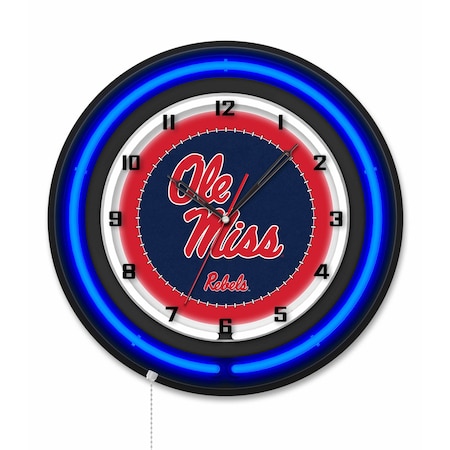 Holland Bar Stool University of Mississippi 19 Double Neon Wall Clock Clk19BK