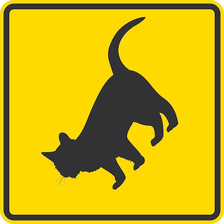 Lyle Standing Cat Crossing Symbol 2, 24x24, Diamond Grade, Yellow G-12237-DG_24x24