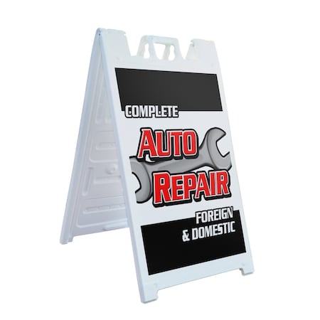 Signmission Complete Auto Repair Foreign & Domestic, A-Frame & 2 Sign Inserts, Heavy-Duty Plastic Frame SBHD-C-2436-CompleteAutoRepairForeign&Do