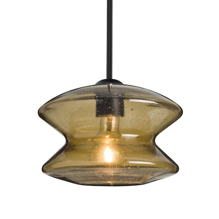 Besa Lighting Besa Zen Stem Pendant, Latte Bubble, Black Finish, 1x 60W MAX E26 Base 1TT-ZENLT-BK