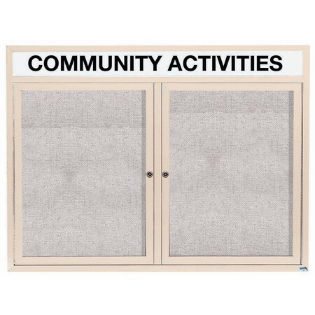Aarco Outdoor Enclosed Bulletin Board w/ Al Frame Header, Powder Coated Ivory, Neutral 36''Hx48''W ODCC3648RHIV