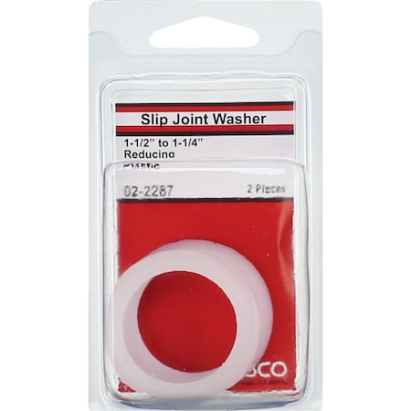 Westlake Pipe & Fittings 1-1/2''x1-1/4'' Wht Plastic/Poly Slip Joint Washer, 2PK 2/1/2287