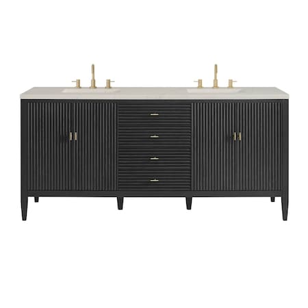James Martin Vanities Myrrin 72" Vanity, Carbon Oak, w/ 3 CM Siberian Silestone Top 485-V72-CBO-3SFR