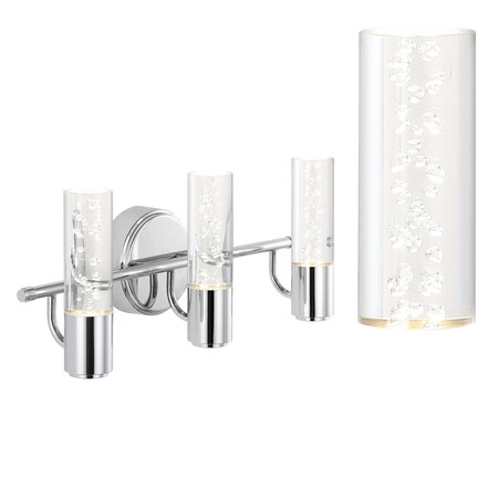 Jonathan Y Bolha 18 in. 3-Light Minimalist Modern Bubble Acrylic/Iron Integrated LED Vanity Light, Chrome JYL7224A