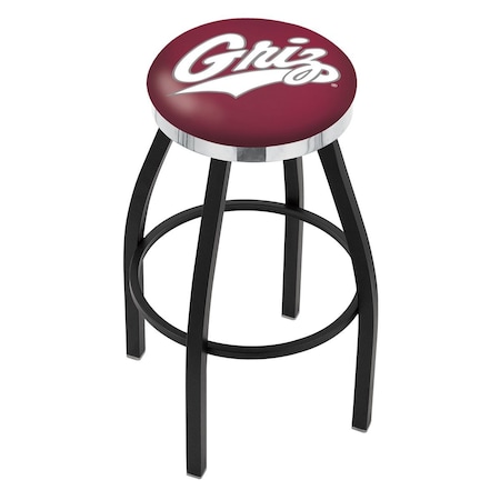 Holland Bar Stool Co 30" Blk Wrinkle Montana Swivel Bar Stool, Chrome Ring L8B2C30MontUn