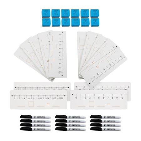 Charles Leonard Class Pack Dry Erase Double-Sided Number Lines with Markers and Erasers, 12PK CL95675