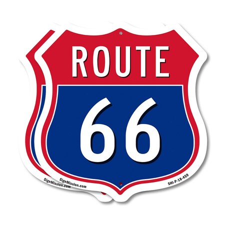 Signmission Route Marker Shield Sign Route 66, 18 inch X 18 inch, Plastic Sign, 2PK SHI-P-2PACK-18-459