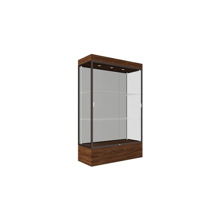 Ghent 76''H x 48''W x 20''D Edge Display Case 12'' Base w/ Harbor Back & Dark Bronze Frame 94LFHB-BZ-WNH