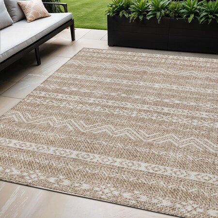 Homeroots 5' X 8' Brown And Beige Southwestern Washable Indoor Outdoor Area Rug 587513