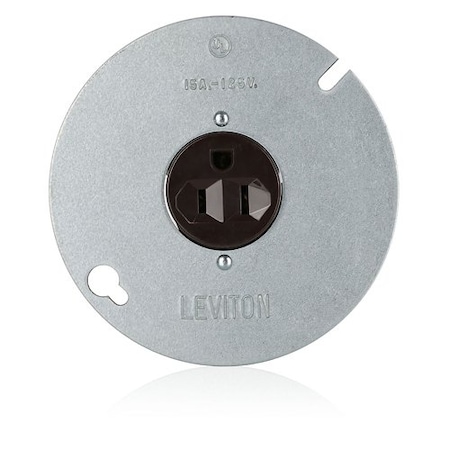 Leviton Straight Blade Receptacle, 5-15R, 15 A, 125V AC, 2 Pole, 3 Wire, Flush Mount, Grounded 5059