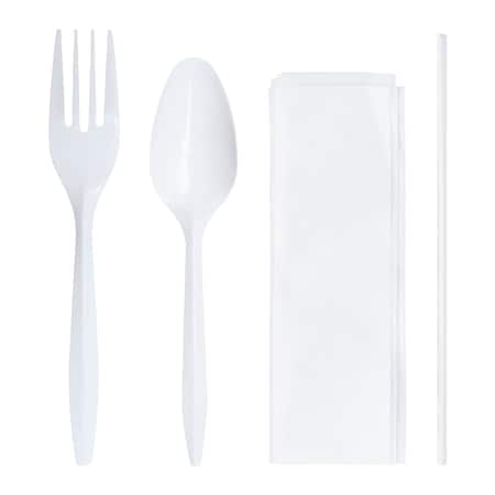 Smarty Had A Party MW Cutlery Kit - Fork, Teaspoon, Milk Straw and Napkin, 500PK 812-CASE