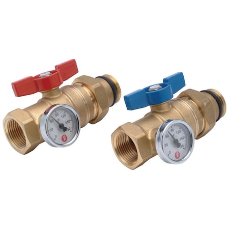 Zurn 1-1/4in Ball Valve with Thermometers pair QHMBV6