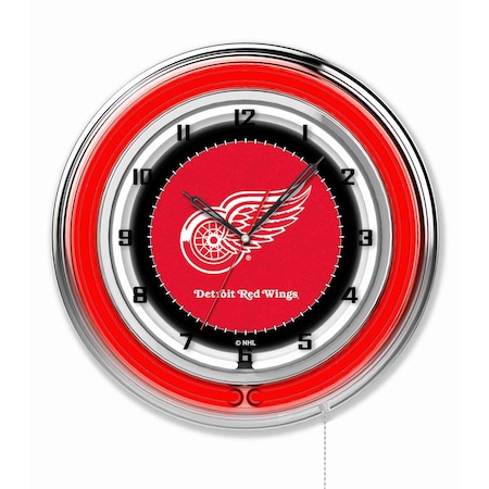 Holland Bar Stool Co Detroit Red Wings Double Neon 19" Clock, NHL Clk19DetRed