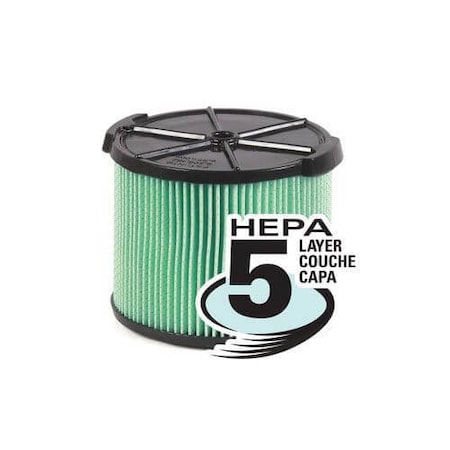 Ridgid Filter, 0.3 micron, use with 3 to 4.5 gal Wet Dry Vacuum, Paper 54213