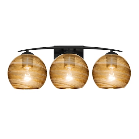 Besa Lighting Besa, Jilly Vanity, Vapor Amber, Black Finish, 3x60W E26 base 3WC-JILLYAM-BK