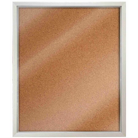 Aarco Enclosed Natural Pebble Grain Cork Bulletin Board w/ Al Over Lapping Hinged Door, 36''Hx30''W EBC3630