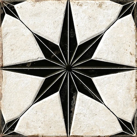 Apollo Tile Palmera 9x9 Black White Porcelain Star Square Wall and Floor Tile (6.96 sq ft/case), 13PK APLCAT88STRBLK