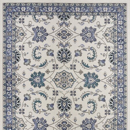 Homeroots 6' X 9' Ivory And Blue Floral Indoor Outdoor Area Rug 572897