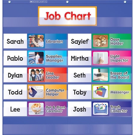 Scholastic Class Jobs Pocket Chart, Blue 0545114802