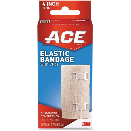 3M ACE 207313 Elastic Bandage with E-Z Clips, 4" 207313