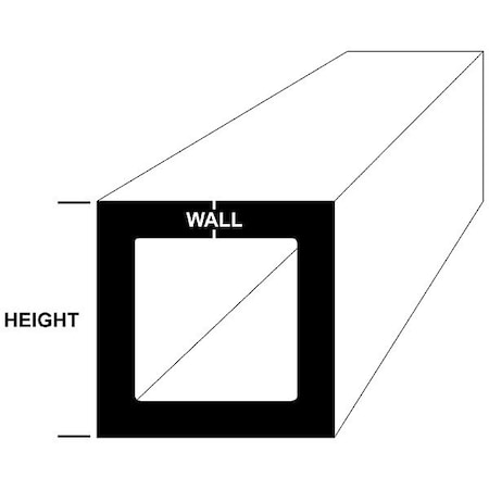 Zoro Select Aluminum Square Tube, 12 in Overall L 1191_12_0