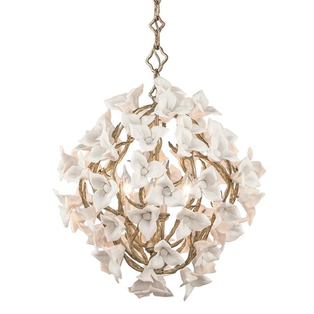 Corbett Lighting Lily 4 Light Chandelier 18.5 In. Enchanted Silver Leaf 211-44-SGL
