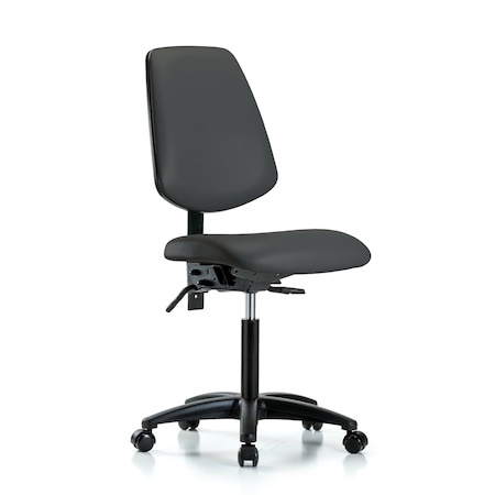 Blue Ridge Ergonomics Medium Bench Chair No Arms, 22" to 29" Height, Vinyl, Charcoal BR-VMBCH-MB-RG-T1-A0-NF-RC-8605