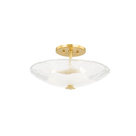Hudson Valley Lighting Kelly Behun X Lago 3 Light Semi Flush 16.25 In. Aged Brass KBS1742503S-AGB