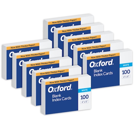Oxford Blank Index Cards, 4" x 6", White, 1000PK 40EE