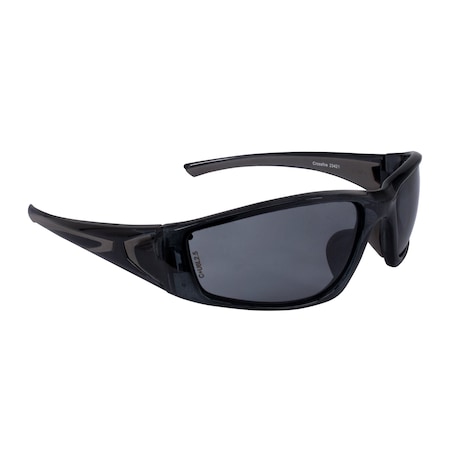 Crossfire Safety Glasses, Smoke Lens, Crystal Black Frame, Full-Frame, 1 PR 23421