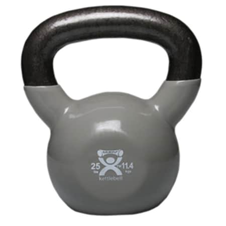 Cando International 25 lbs Vinyl Coated Kettlebell, Silver CanDo-10-3196