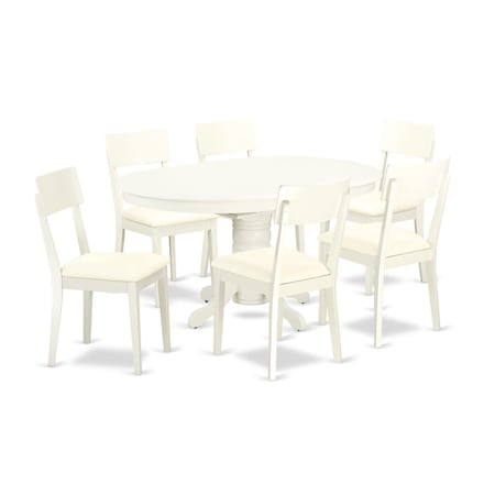 East West Furniture 7 Piece Dining Set, Linen White, 7PK AVAD7-LWH-LC