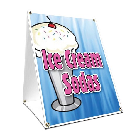 Signmission Ice Cream Sodas, 36 Inch x 24 Inch A-frame Yard Sign, Plastic Sign SBC-2436-Ice Cream Sodas