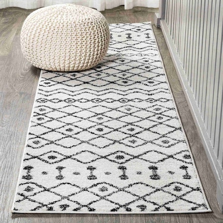 Jonathan Y Aksil Moroccan Beni Souk Cream/Black 2 ft. x 8 ft. Runner Rug MOH208A-28