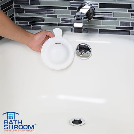D2D Technologies Bathshroom 6.25 in. White Plastic Round Bath Overflow Cover D21492930