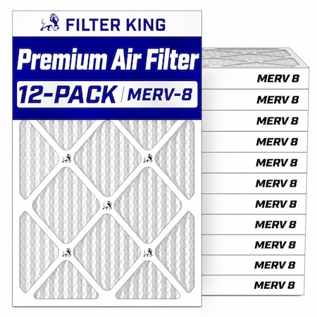 Filter King 18x24x1 Pleated Air Filter, Standard Capacity, Synthetic, MERV 8 FK18x24x1-M8-12