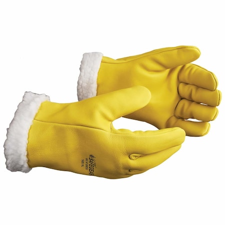 Jj Keller Winter Work Gloves, Cowhide Leather, Sherpa Lined, Yellow, 2XL 68860