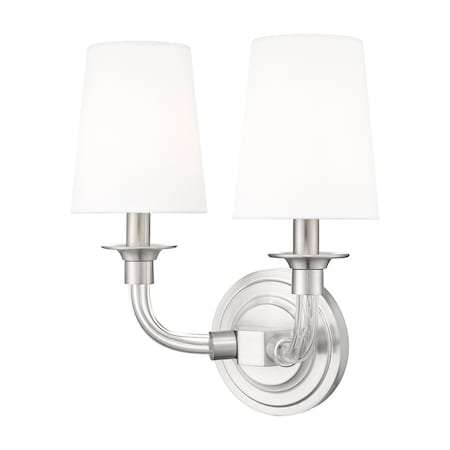 Z-Lite Katerina 2 Light Wall Sconce, Brushed Nickel/White, 11.5 In W 1950-2S-BN