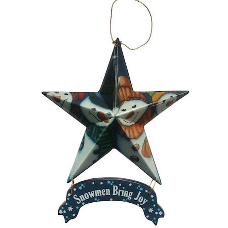 Homeroots Set of Six Star Shaped Snowmen Joy Christmas Ornaments, 6PK 415576