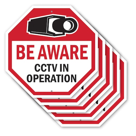 Signmission Be Aware CCTV In Operation, 10 inch X 10 inch, Aluminum Metal Signs, 5PK OC-A-5Pack-10-32