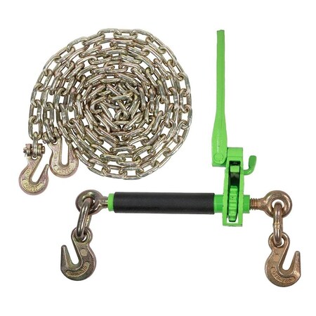 Mytee Products 5/16in-3/8in Green Folding Handle Ratchet Load Binder & 5/16inx12ft Binder Chain CBRS-FH56x1-CH51612x1-KIT