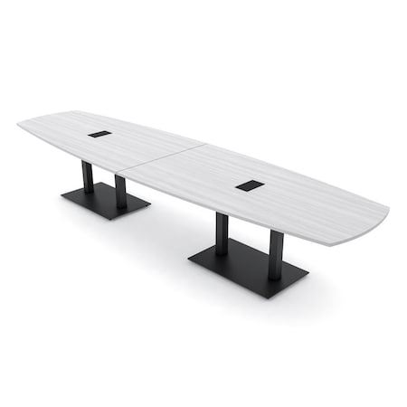 Skutchi Designs Arc Rectangle Meeting Room Table, 45 in W, 168 in L, White HAR-AREC-48x168-DOU.BK-WA7976-EBLK