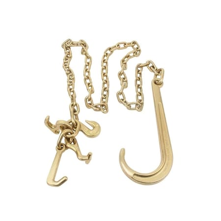 Mytee Products 5/16in x 6ft Long Shank J Hook Tow Chain w. RTJ Cluster & Grab Hook CH5166-J-RTJ