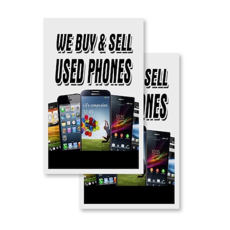 Signmission We Buy & Sell Used Phones, Vinyl Decals Only 24 Inch x 36 Inch, Vinyl Decal, 2PK DSB-2436-2PACK-We Buy & Sell Used Phones