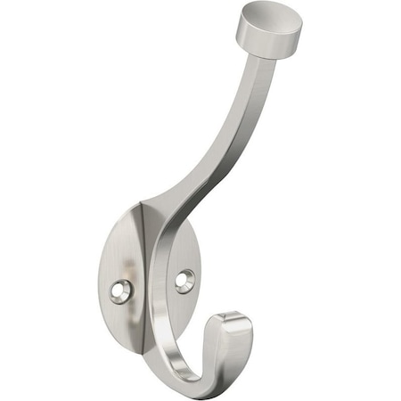 Amerock Decorative Hook, Zinc, Satin Nickel, 15 lb, 3-5/16 in Projection H55465G10