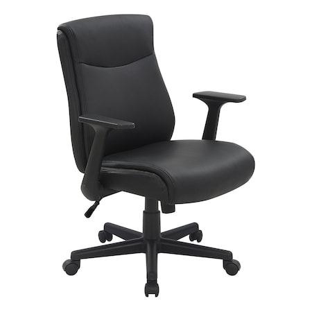 Office Star Products Exec Seating Faux Leather Mid Back Managers Office Chair, Black FL91201-u6