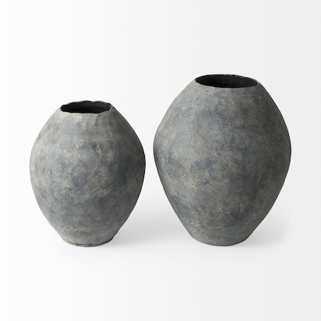 Homeroots 28" Gray Cylinder Ceramic Floor Vase 392193